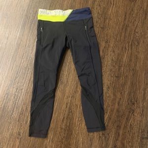 Lululemon black, green, blue leggings